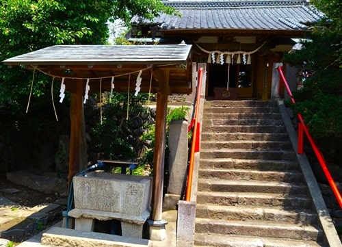 社殿前石段がある風景