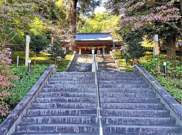 社殿に向かう階段の風景