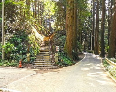神社に向かう歩道入り口の風景