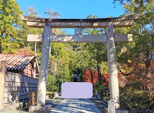 白旗神社の鳥居正面の風景